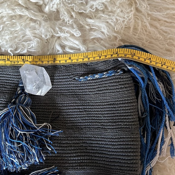 Cotton Woven Hobo Bag with Tassles - Picture 7 of 9